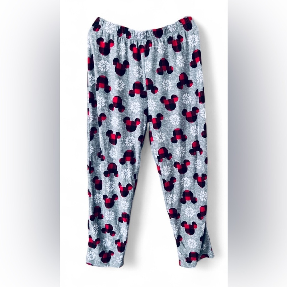 Women’s Disney Gray Red Buffalo Check Mickey Mouse Pajama Pants/XL - Picture 2 of 5